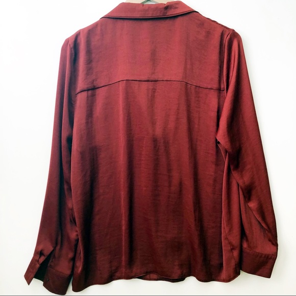 Topshop Satin PJ Style Shirt Rust Size 10 NWT - Picture 4 of 6